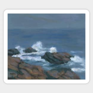 Atlantic Ocean Maine Coastal View on an overcast day Sticker